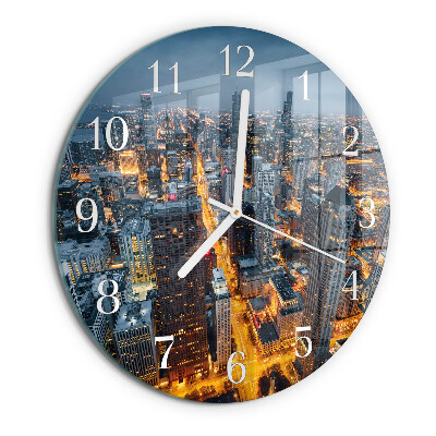Glas wanduhr Abend in der Stadt