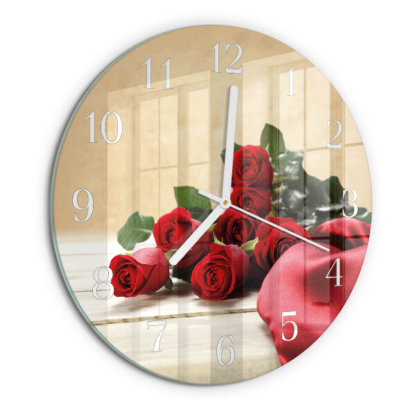 Glas wanduhr Rosen