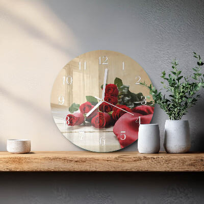 Glas wanduhr Rosen