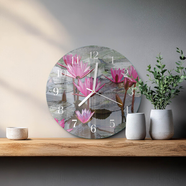 Glas wanduhr Seerosen