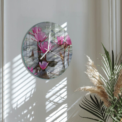 Glas wanduhr Seerosen
