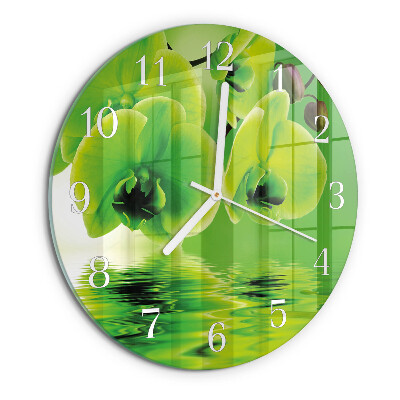 Glas wanduhr Orchidee