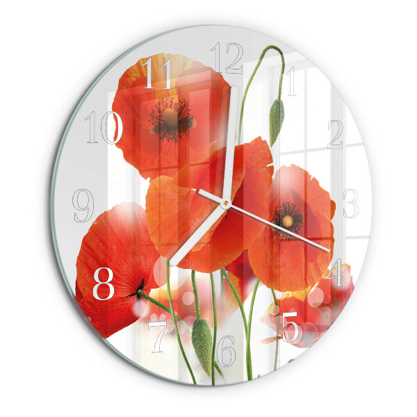 Glas wanduhr Mohnblumen
