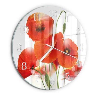 Glas wanduhr Mohnblumen