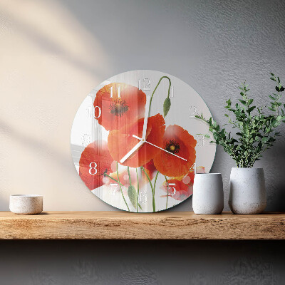 Glas wanduhr Mohnblumen