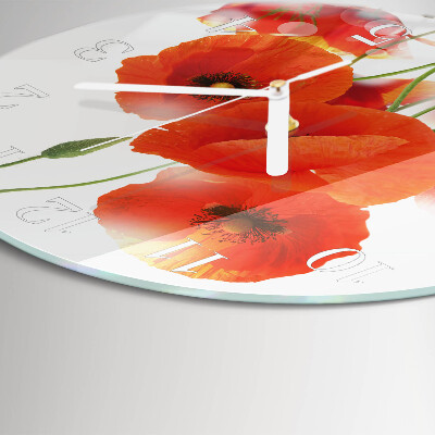 Glas wanduhr Mohnblumen
