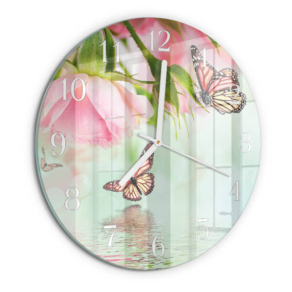 Glas wanduhr Schmetterlinge