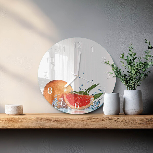 Glas wanduhr Grapefruit