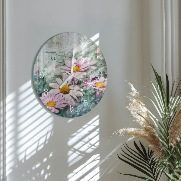 Glas wanduhr Blumen