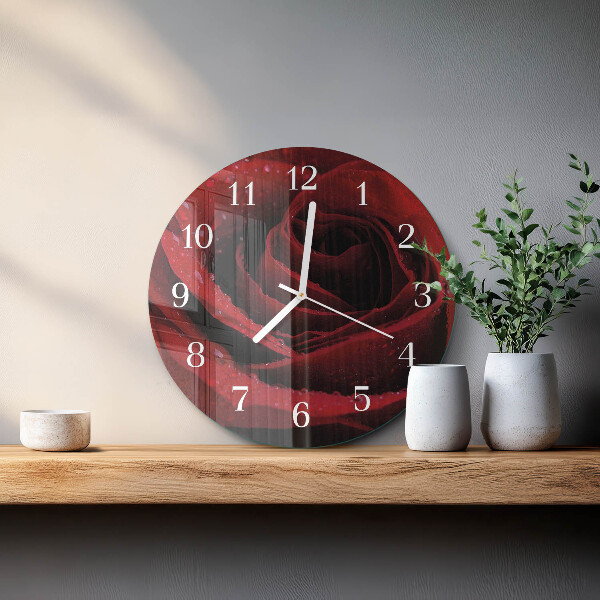 Glas wanduhr Rose