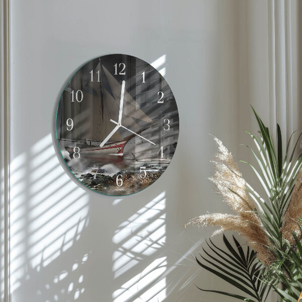 Glas wanduhr Segelboot