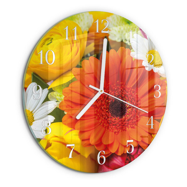 Glas wanduhr Blumen