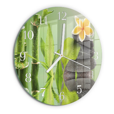 Glas wanduhr Bambussteine