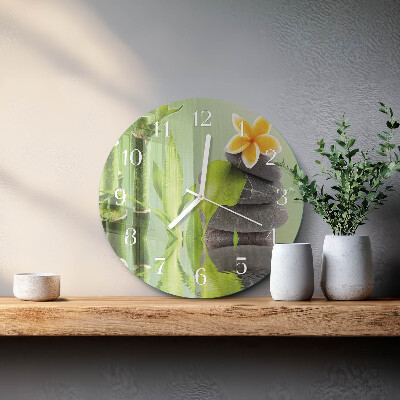 Glas wanduhr Bambussteine
