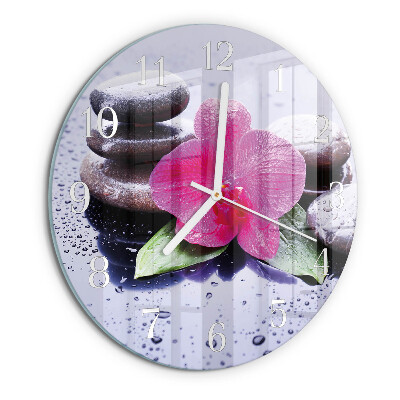 Glas wanduhr Orchidee