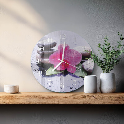 Glas wanduhr Orchidee