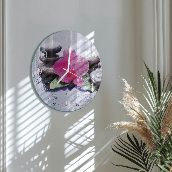 Glas wanduhr Orchidee