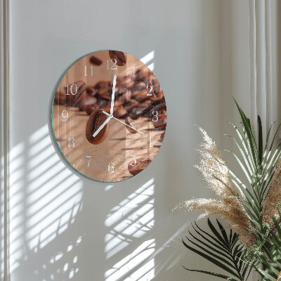 Glas wanduhr Kaffeebohnen