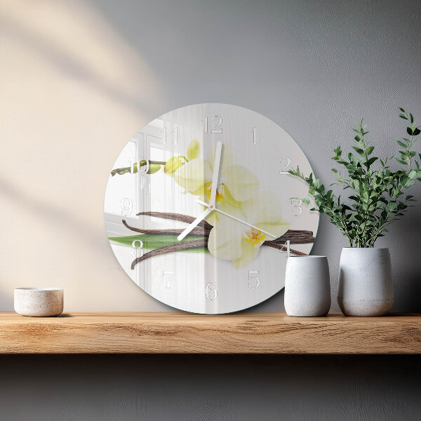 Glas wanduhr Vanilleorchidee