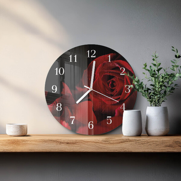 Glas wanduhr Rose