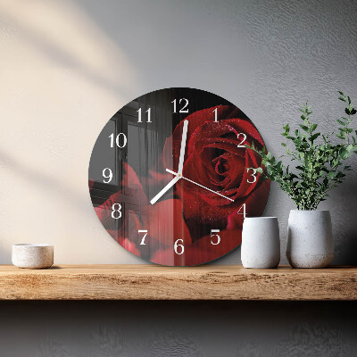 Glas wanduhr Rose