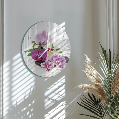 Glas wanduhr Orchidee