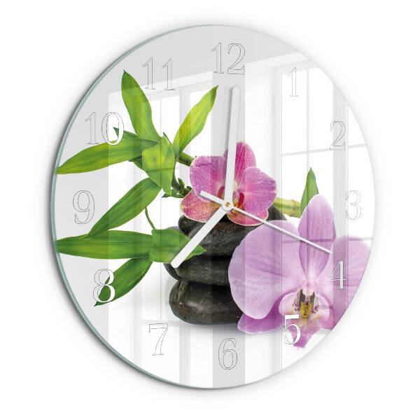 Glas wanduhr Orchidee