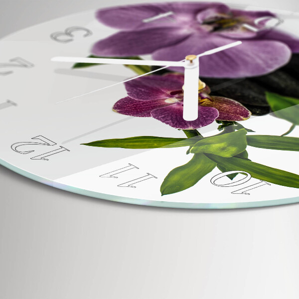 Glas wanduhr Orchidee