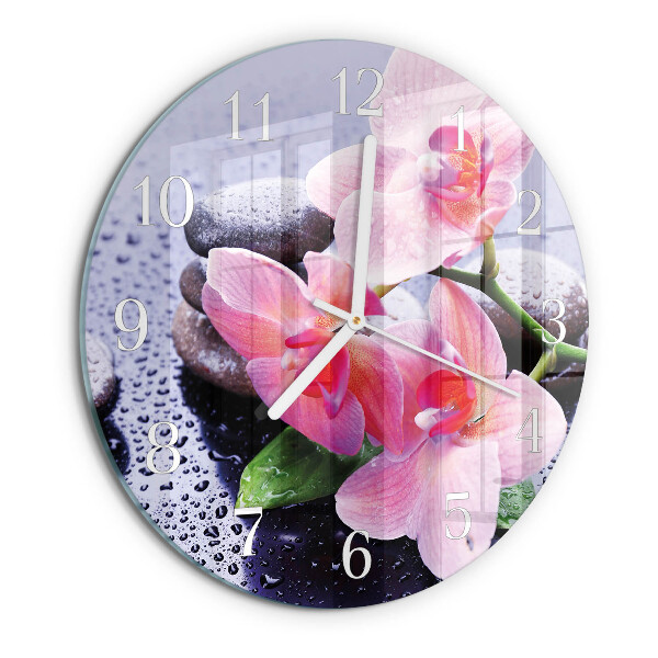 Glas wanduhr Orchidee