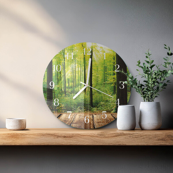 Glas wanduhr Wald