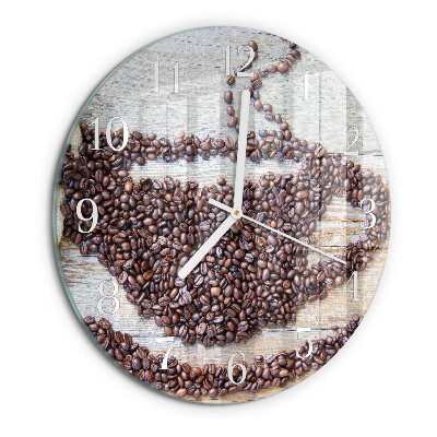 Glas wanduhr Kaffeebohnen