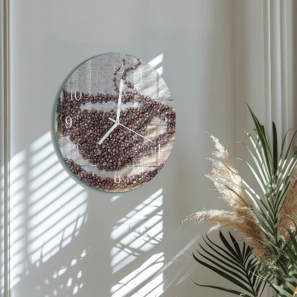 Glas wanduhr Kaffeebohnen