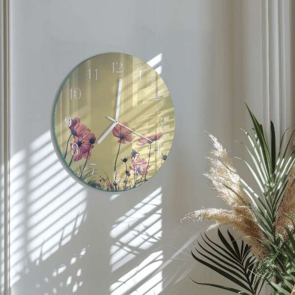 Glas wanduhr Blumen