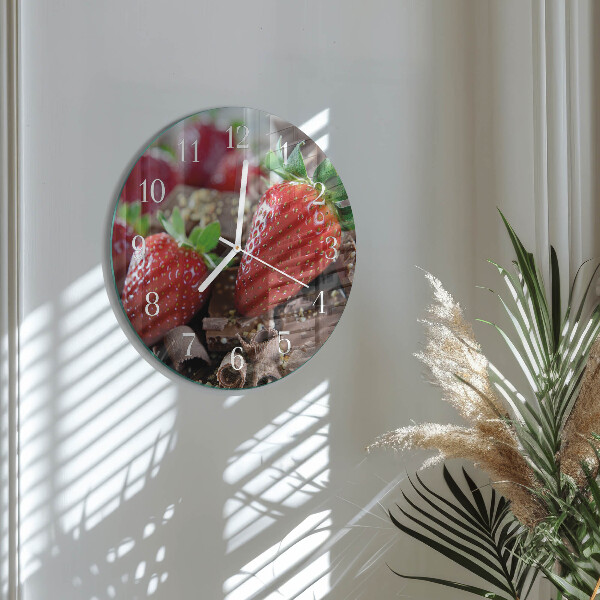 Glas wanduhr Erdbeeren