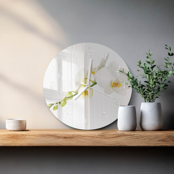 Glas wanduhr Orchidee