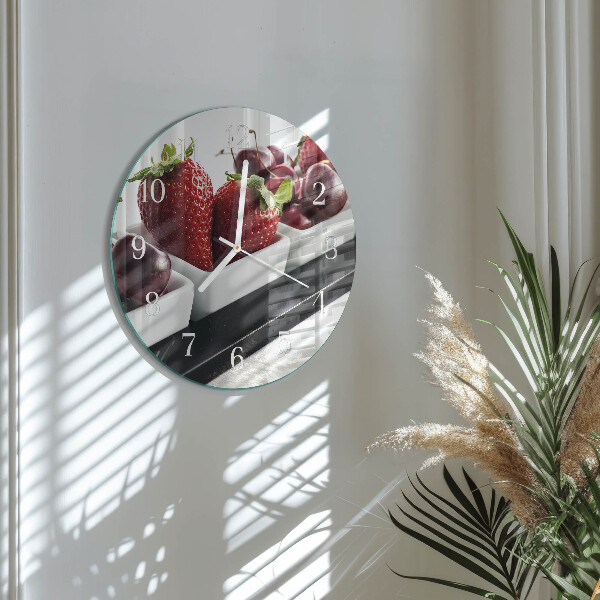 Glas wanduhr Erdbeeren