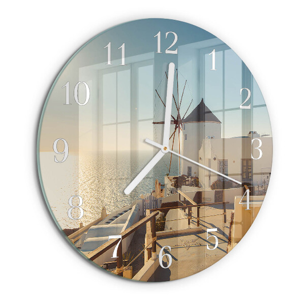 Glas wanduhr Santorini