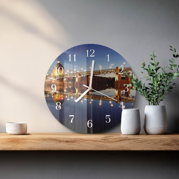 Glas wanduhr Flussbrücke