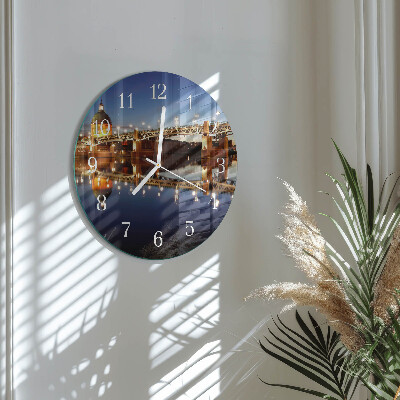 Glas wanduhr Flussbrücke