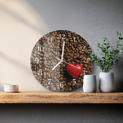 Glas wanduhr Kaffeebohnen