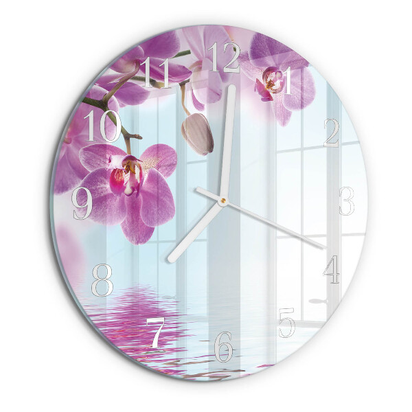 Glas wanduhr Orchidee