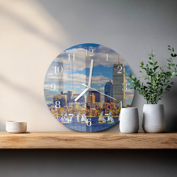 Glas wanduhr Segelboote