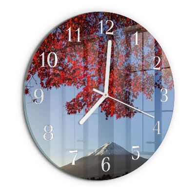 Glas wanduhr Bergblätter