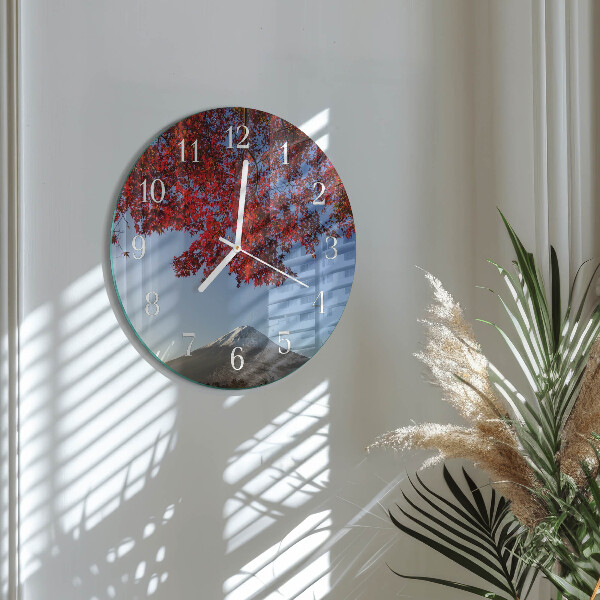 Glas wanduhr Bergblätter