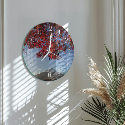 Glas wanduhr Bergblätter