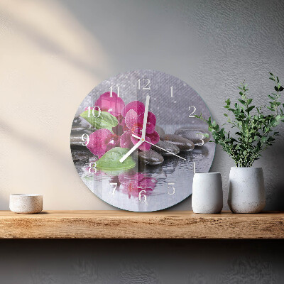Glas wanduhr Orchidee