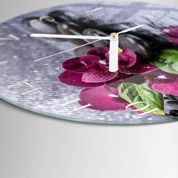 Glas wanduhr Orchidee