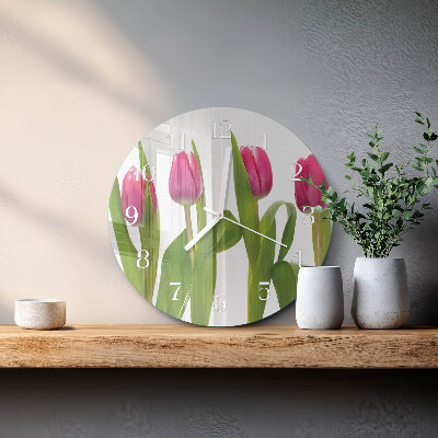 Glas wanduhr Tulpen