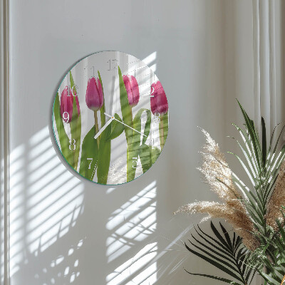 Glas wanduhr Tulpen