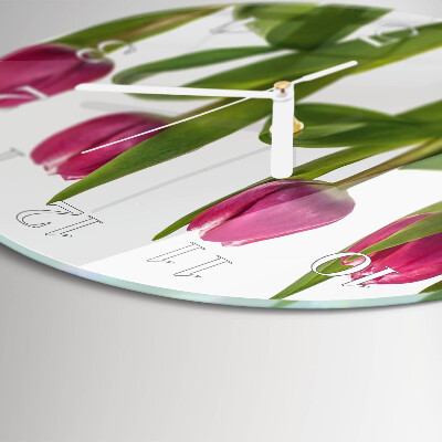 Glas wanduhr Tulpen